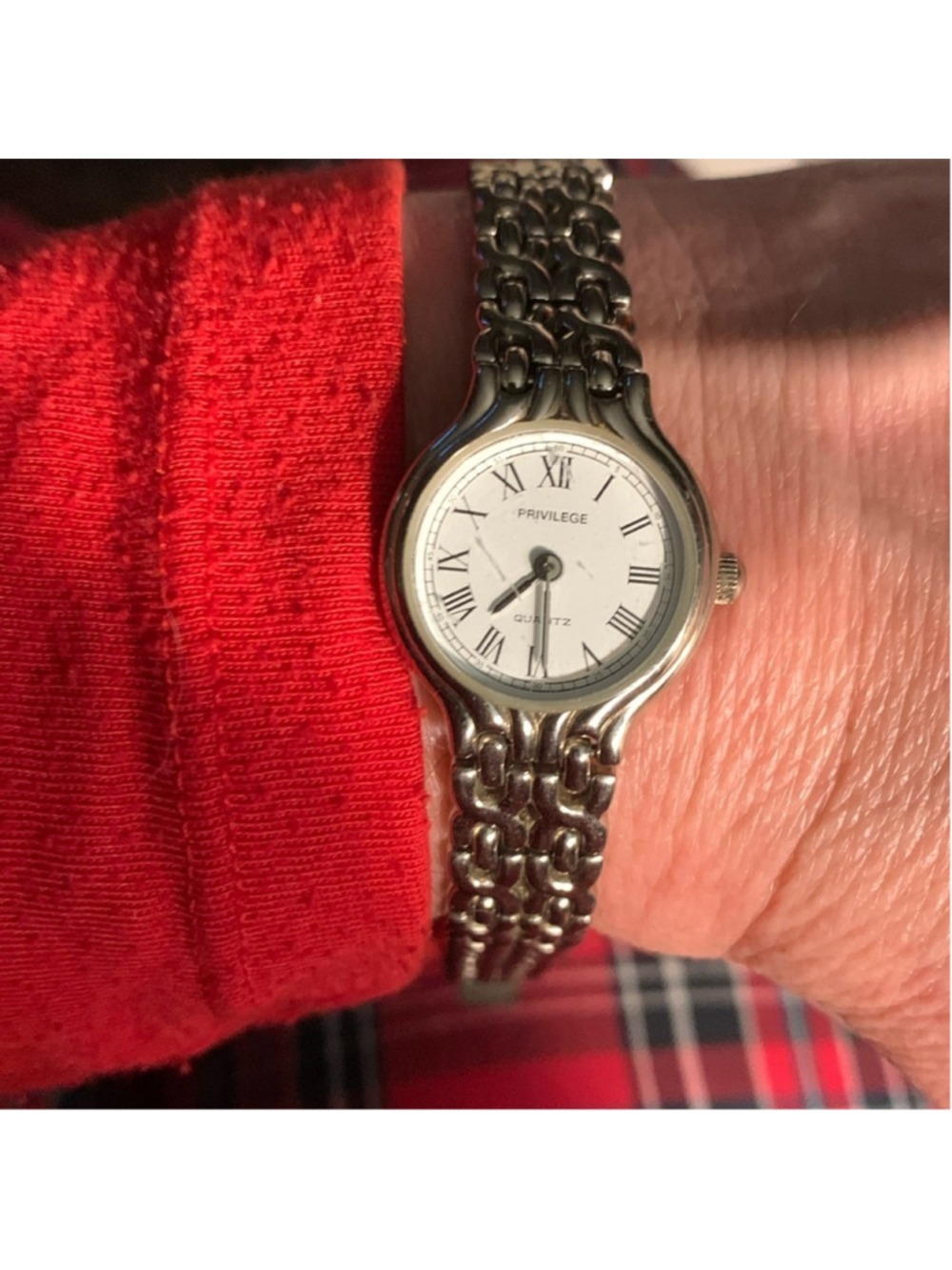Womens Privilege wrist watch silver white metal